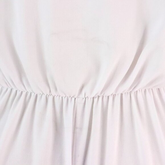 New Body Central Women's L Y2K White Stretch Wide Leg Halter Tie Neck Jumpsuit - Picture 10 of 12